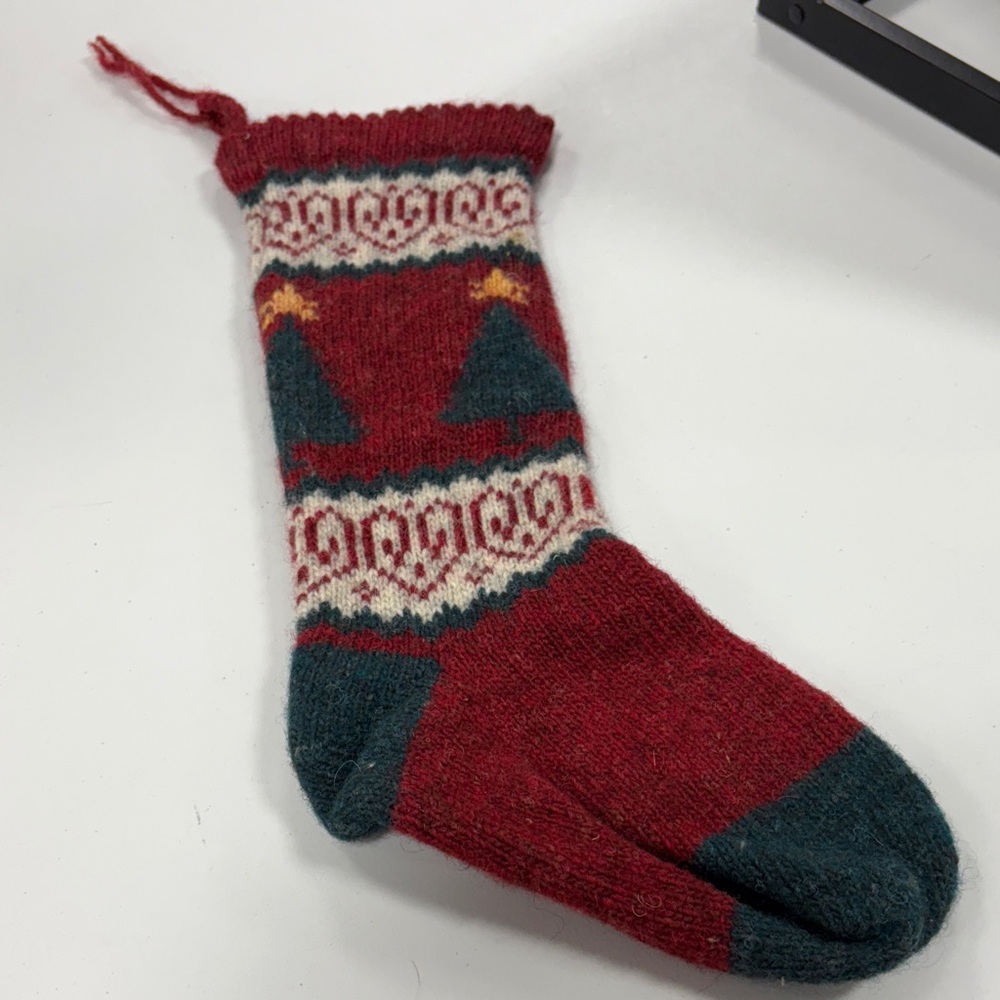 Christmas Cove Wool Red and Green Holiday Stocking